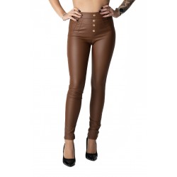 Pantaloni Dama Din Piele Ecologica Maro Vatuiti, Quinn